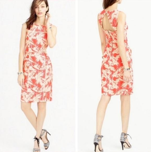 J. Crew Dresses & Skirts - J.Crew Tropical Jacquard Sheath Midi Dress Pink Coral Womens Size 2